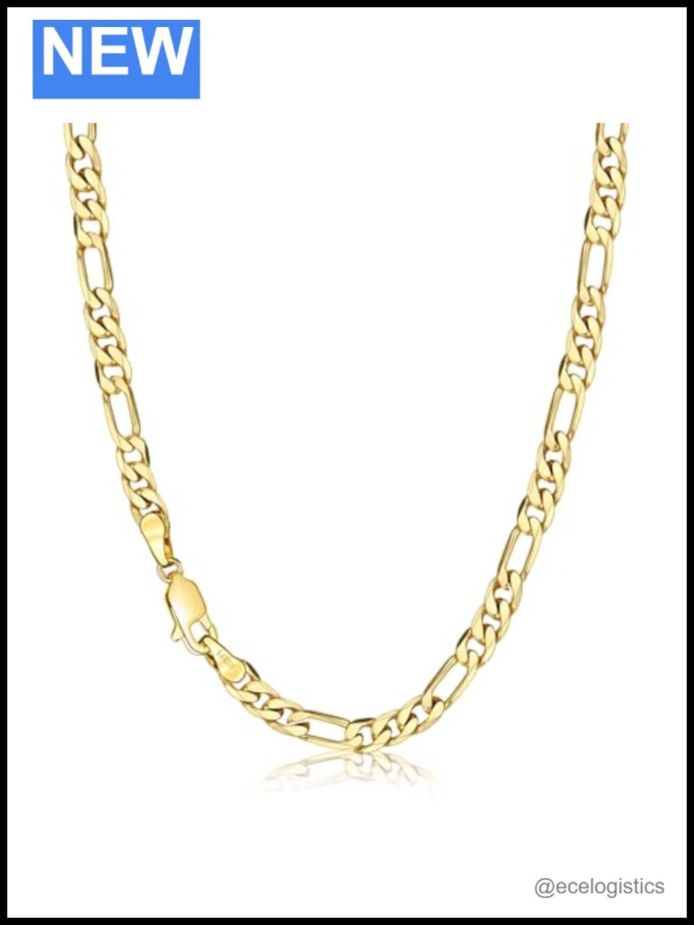 14K Gold Filled Figaro Chain Necklace 5mm Italian Link Unisex Jewelry